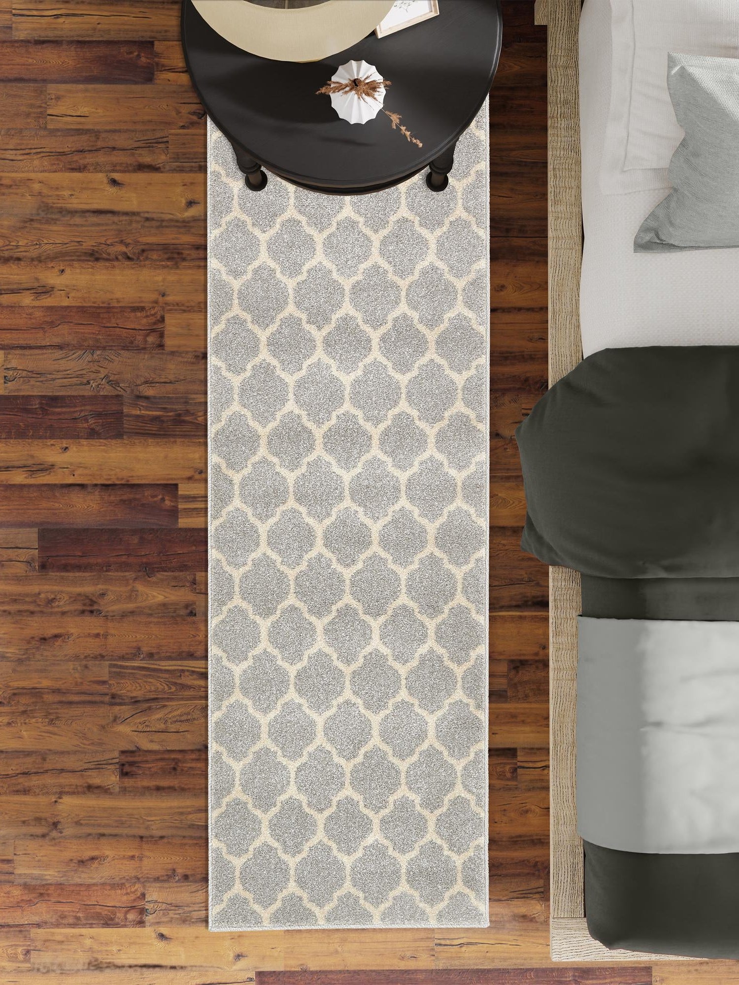 Light Gray 2' x 8' Trellis Runner Area Rug