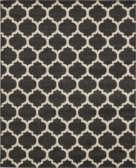 Black 7' 10 x 10' Trellis Rectangle Area Rug