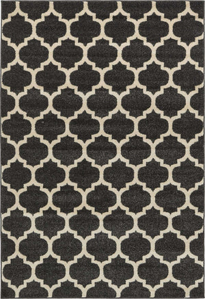 Black 4' 1 x 6' 1 Trellis Rectangle Area Rug