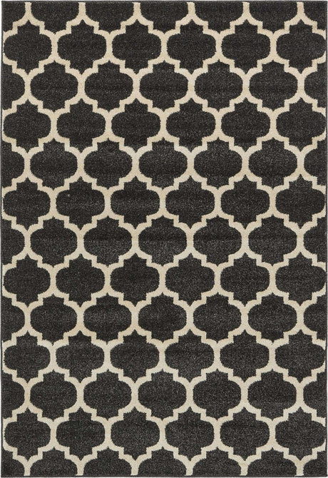 Black 4' 1 x 6' 1 Trellis Rectangle Area Rug