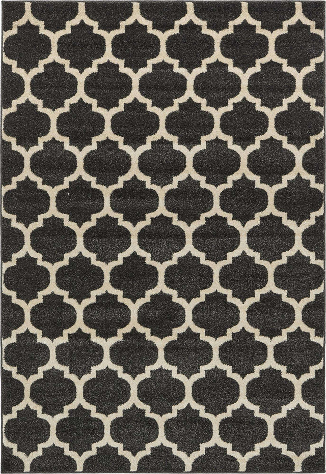 Black 4' 1 x 6' 1 Trellis Rectangle Area Rug