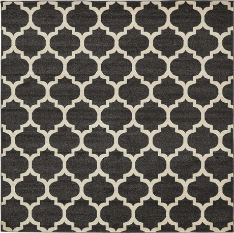 Black 7' 10 x 7' 10 Trellis Square Area Rug