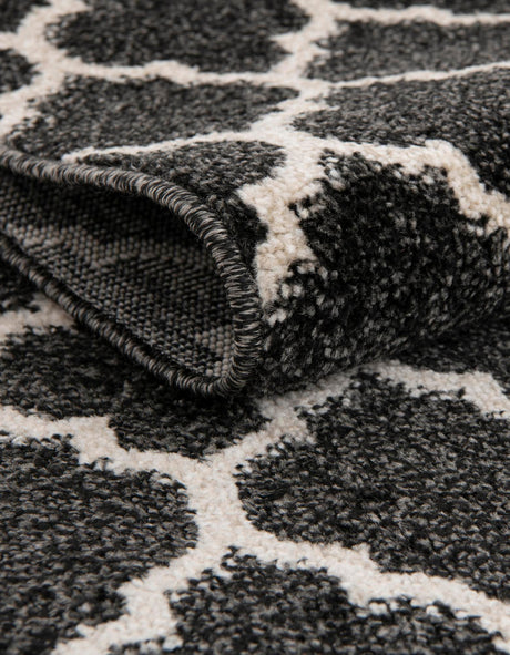 Black 7' 10 x 7' 10 Trellis Square Area Rug Geometric Modern Unique Durable Easy Clean Carpet for Contemporary Interior Design for Sale at Rug Engine