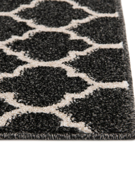 Black 6' 1 x 6' 1 Trellis Square Area Rug Geometric Modern Unique Durable Easy Clean Carpet for Contemporary Interior Design for Sale at Rug Engine