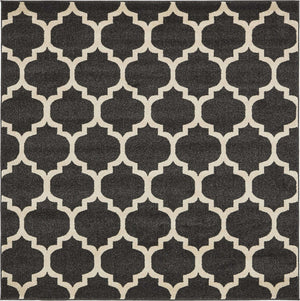 Black 6' 1 x 6' 1 Trellis Square Area Rug