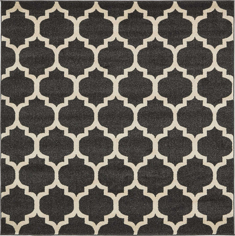 Black 6' 1 x 6' 1 Trellis Square Area Rug
