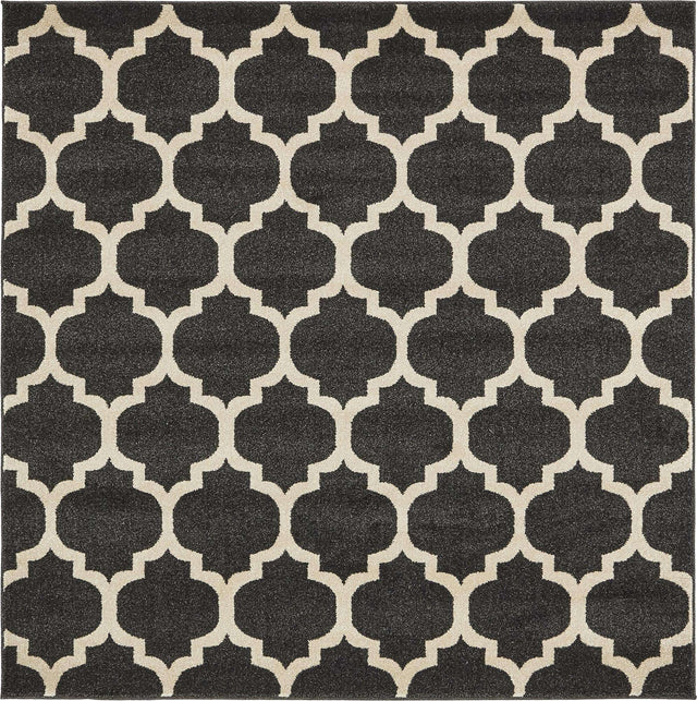 Black 6' 1 x 6' 1 Trellis Square Area Rug