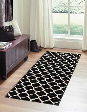 Black 2' 7 x 10' Trellis Runner Area Rug