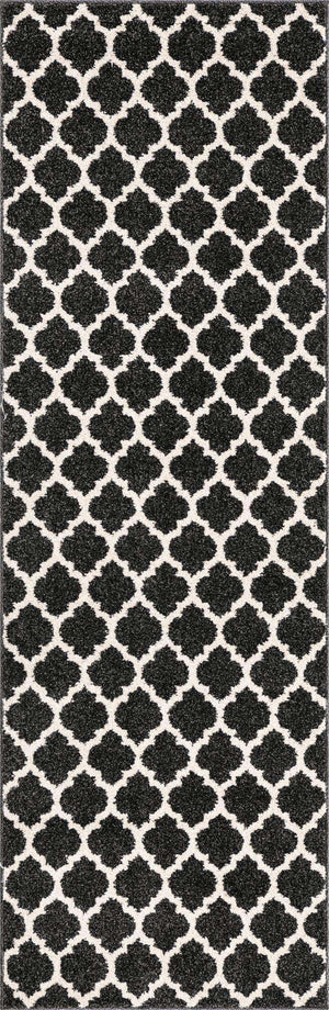 Black 3' x 8' Trellis Runner Rug