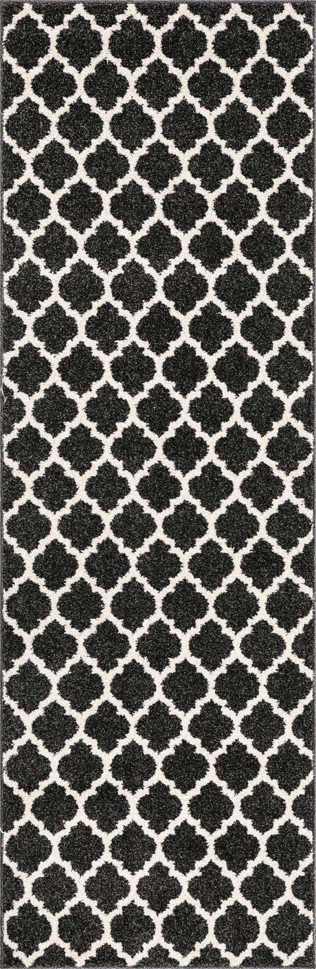 Black 2' 7 x 8' Trellis Runner Area Rug