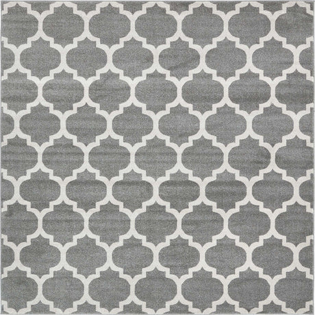 Dark Gray 7' 10 x 7' 10 Trellis Square Area Rug