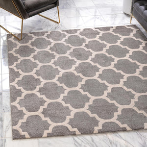 Dark Gray 10' x 10' Trellis Square Area Rug