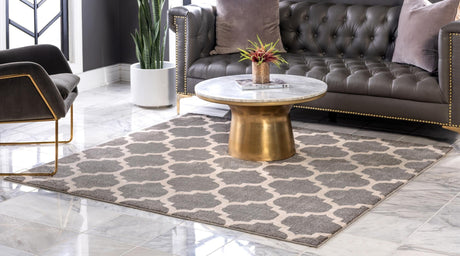 Dark Gray 6' 1 x 6' 1 Trellis Square Area Rug Geometric Modern Unique Durable Easy Clean Carpet for Contemporary Interior Design for Sale at Rug Engine