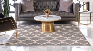Dark Gray 6' 1 x 6' 1 Trellis Square Area Rug