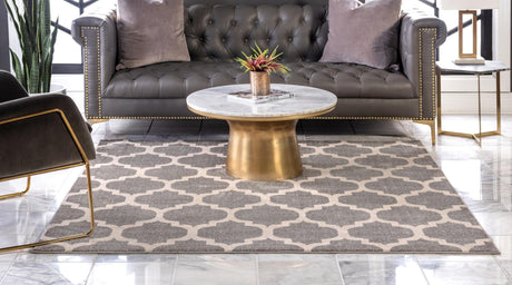Dark Gray 7' 10 x 7' 10 Trellis Square Area Rug Geometric Modern Unique Durable Easy Clean Carpet for Contemporary Interior Design for Sale at Rug Engine