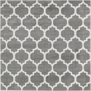 Dark Gray 6' 1 x 6' 1 Trellis Square Area Rug