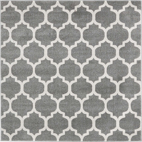 Dark Gray 6' 1 x 6' 1 Trellis Square Area Rug