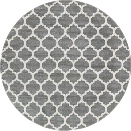 Dark Gray 10' x 10' Trellis Round Area Rug