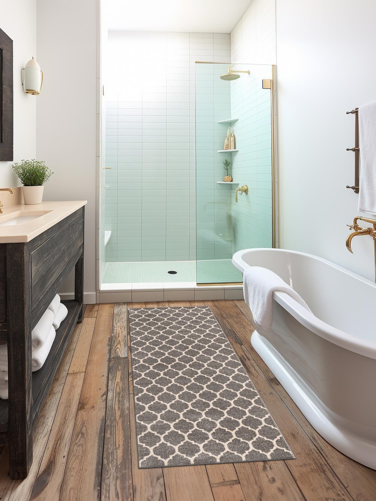 Dark Gray 2' 7 x 16' 5 Trellis Runner Area Rug