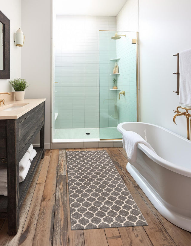 Dark Gray 2' 7 x 13' 1 Trellis Runner Area Rug