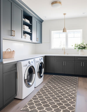 Dark Gray 2' 7 x 13' 1 Trellis Runner Area Rug