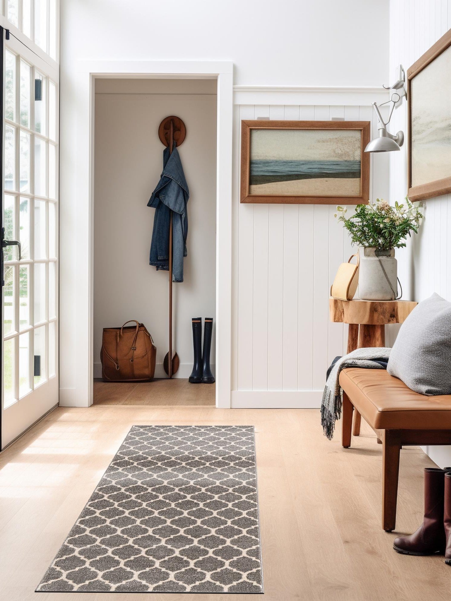 Dark Gray 2' 7 x 19' 8 Trellis Runner Area Rug