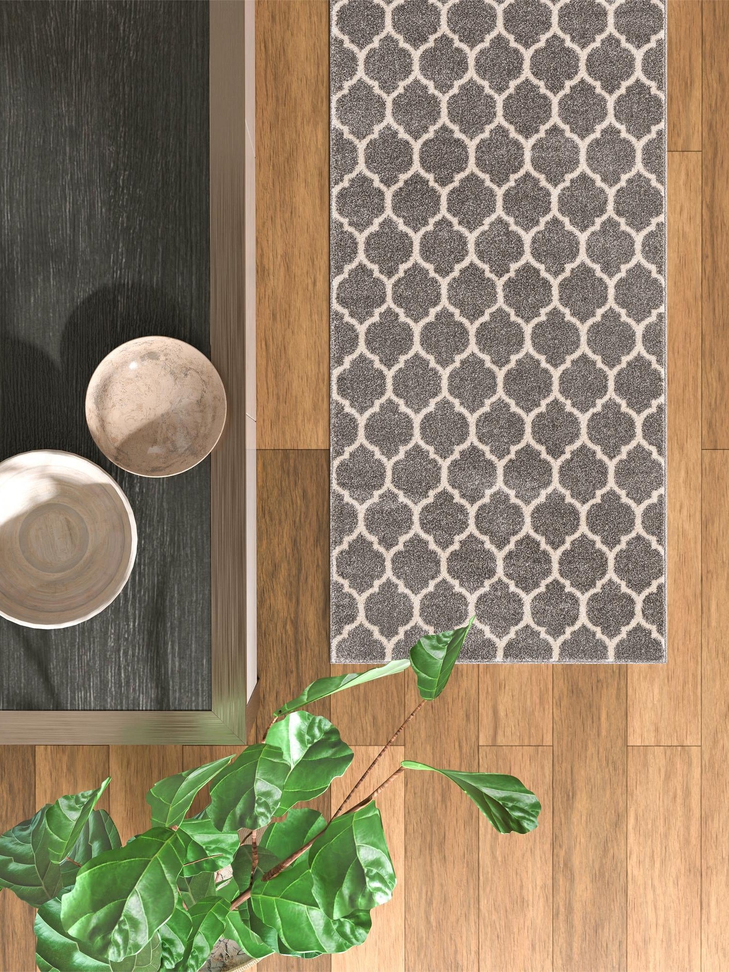 Dark Gray 2' 7 x 10' Trellis Runner Area Rug