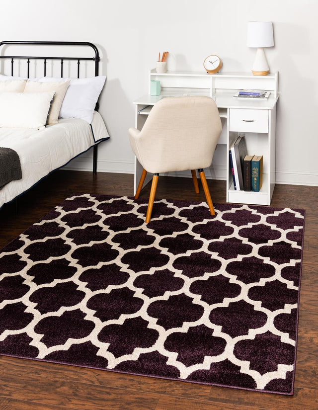 Purple 6' 1 x 6' 1 Trellis Square Rug