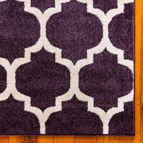 Purple 6' 1 x 6' 1 Trellis Square Area Rug Geometric Modern Unique Durable Easy Clean Carpet for Contemporary Interior Design for Sale at Rug Engine