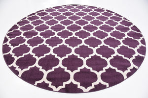 Purple 10' x 10' Trellis Round Area Rug