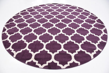 Purple 10' x 10' Trellis Round Area Rug Geometric Modern Unique Durable Easy Clean Carpet for Contemporary Interior Design for Sale at Rug Engine