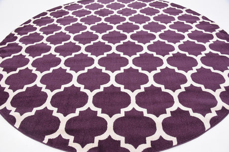 Purple 10' x 10' Trellis Round Area Rug Geometric Modern Unique Durable Easy Clean Carpet for Contemporary Interior Design for Sale at Rug Engine