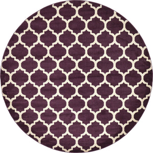 Purple 10' x 10' Trellis Round Area Rug