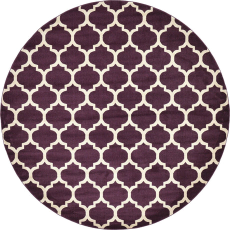Purple 10' x 10' Trellis Round Area Rug Geometric Modern Unique Durable Easy Clean Carpet for Contemporary Interior Design for Sale at Rug Engine