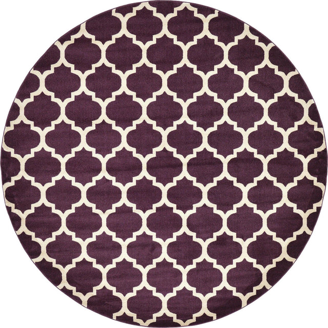Purple 10' x 10' Trellis Round Area Rug