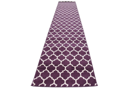 Purple 2' 7 x 13' Trellis Runner Area Rug Geometric Modern Unique Durable Easy Clean Carpet for Contemporary Interior Design for Sale at Rug Engine