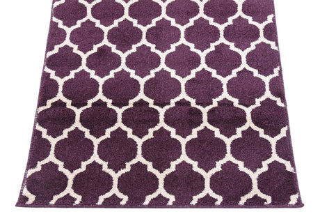 Purple 2' 7 x 13' Trellis Runner Area Rug Geometric Modern Unique Durable Easy Clean Carpet for Contemporary Interior Design for Sale at Rug Engine