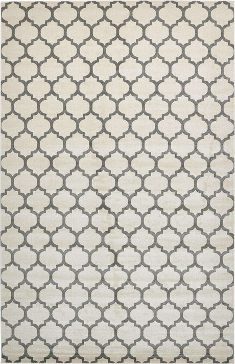 Beige and Gray 10' 6 x 16' 5 Trellis Rectangle Area Rug