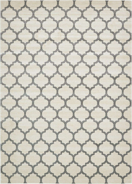 Beige and Gray 10' x 14' 1 Trellis Rectangle Area Rug