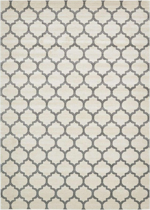 Beige and Gray 10' x 14' 1 Trellis Rectangle Area Rug