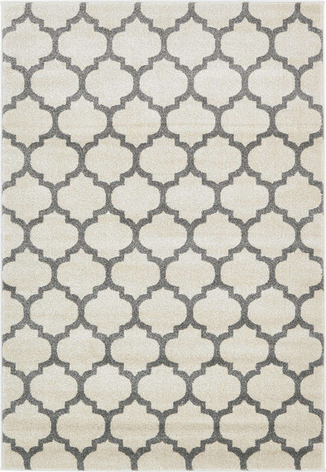 Beige and Gray 4' 1 x 6' 1 Trellis Rectangle Area Rug