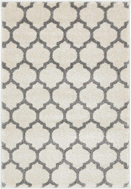 Beige and Gray 2' x 3' 1 Trellis Rectangle Area Rug