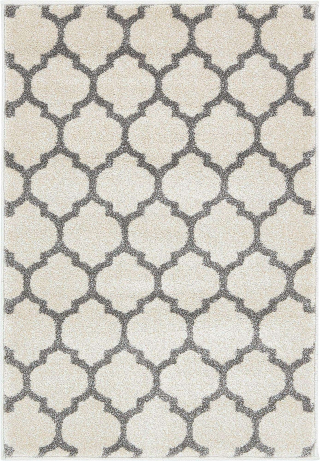 Beige and Gray 2' x 3' 1 Trellis Rectangle Area Rug