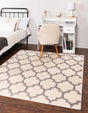 Beige and Gray 6' 1 x 6' 1 Trellis Square Area Rug