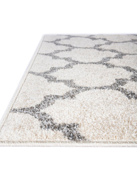 Beige and Gray 7' 10 x 7' 10 Trellis Square Area Rug Geometric Modern Unique Durable Easy Clean Carpet for Contemporary Interior Design for Sale at Rug Engine