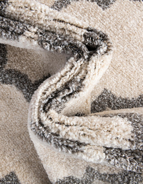 Beige and Gray 6' 1 x 6' 1 Trellis Square Area Rug Geometric Modern Unique Durable Easy Clean Carpet for Contemporary Interior Design for Sale at Rug Engine