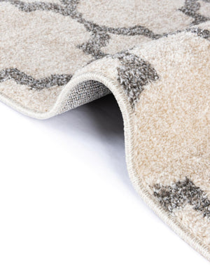 Beige and Gray 6' 1 x 6' 1 Trellis Square Area Rug