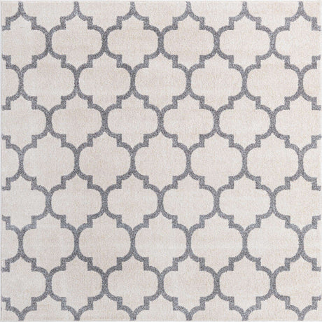 Beige and Gray 6' 1 x 6' 1 Trellis Square Area Rug