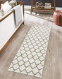 Beige and Gray 2' 7 x 10' Trellis Runner Area Rug Geometric Modern Unique Durable Easy Clean Carpet for Contemporary Interior Design for Sale at Rug Engine