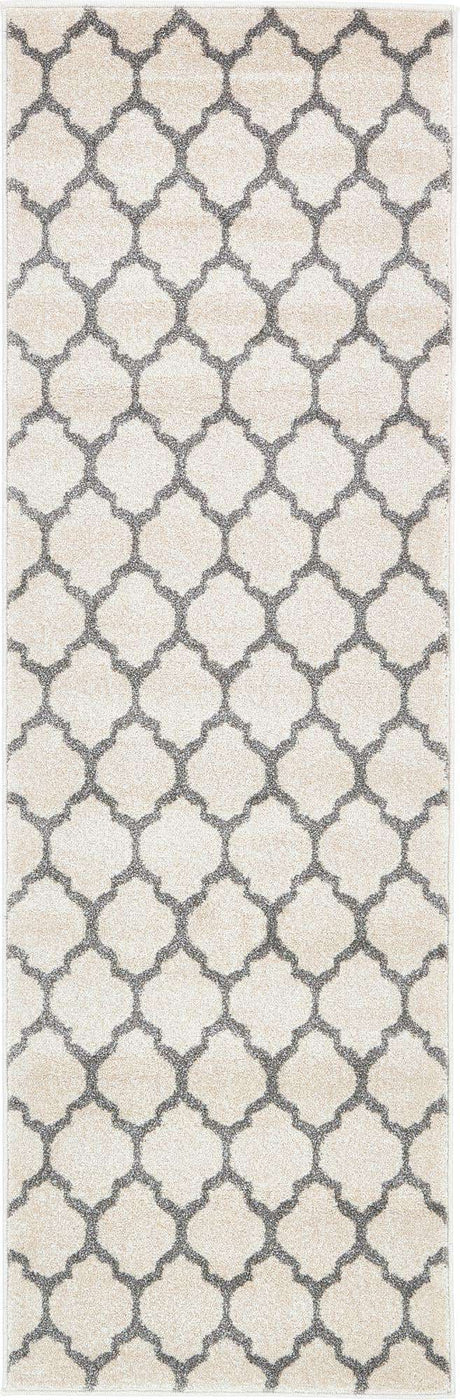 Beige and Gray 2' x 6' 1 Trellis Runner Area Rug